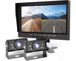 Strex Achteruitrijcamera Set Bedraad Met 2 Camera's (tegelijk bekijken) - HD 1080P - 7" Scherm - 18LED Nachtzicht 15m - IP69 Waterdicht - Achteruitrij Camera — cadeau in Elektronica