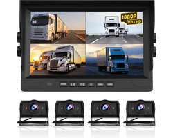 Strex Achteruitrijcamera Set Bedraad Met 4 Camera's (tegelijk bekijken) - 9" Scherm - 18LED Nachtzicht 15m - IP66 Waterdicht - Achteruitrij Camera — cadeau in Elektronica