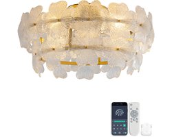 Plafondventilator 19 inch met glazen kristallen kap - Energiezuinige stille gelijkstroommotor - 6 snelheidsstanden - Voor- en achteruit functie - ABS-bladen - App en afstandsbediening — cadeau in Wonen & Interieur