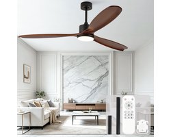 70 inch Plafondventilator met 3 massief houten bladen - 3 kleurtemperaturen - 6 snelheden vooruit/achteruit - Afstandsbediening - Laagspanning DC motor - Geschikt voor grote ruimtes — cadeau in Wonen & Interieur