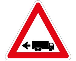 Achteruit rijdende vrachtwagen links bord | gecoat dibond materiaal | 40 cm — cadeau in Cadeau-ideeën