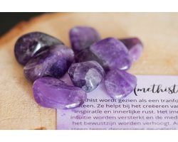 Amethist gepolijste steen - Twee stuks - Edelstenen - Perfect cadeau voor vrouwen - Inclusief uitleg - Spiritueel - Amethyst - Stabiliteit - Balans - Harmonie - Beter slapen - 100% NATUURLIJK — cadeau in Cadeau-ideeën