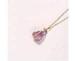 Amethist Edelsteen Ketting - Natuurlijke Agaat - Met Hanger - Paars — cadeau in Sieraden