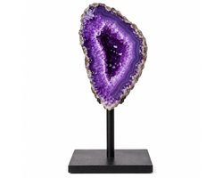 S4H® Gekleurde Agaat op Standaard (20cm) – Braziliaanse Agaatschijf – Unieke Edelsteen Decoratie | ± 400g — cadeau in Wonen & Interieur