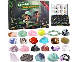 Edelstenen adventskalender 2024 - 24 dagen - Advent Calendar - Geschenk- Kerstcadeau - A5 - Kerstpakket - Agaat mix - mit kettingen — cadeau in Spellen & Speelgoed