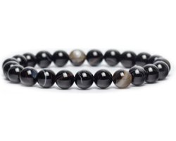 Bixorp Gems Zwarte Agaat Edelstenen Armband - Gepolijste Edelsteen Kralenarmband — cadeau in Sieraden