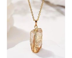 Actie4you® - Citrien Edelsteen Ketting - Natuurlijke Agaat - Met Hanger – Steen Ketting – Transparant — cadeau in Sieraden