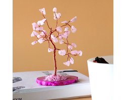 Edelsteenboom - Rozenkwarts op roze agaat basis (35 stenen) — cadeau in Wonen & Interieur