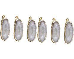 Agaat Steen Hangers - Natuurlijke Schijven - Sieraden Maken - Metaal Rand Ontwerp - 6 Stuks - Wit — cadeau in Hobby