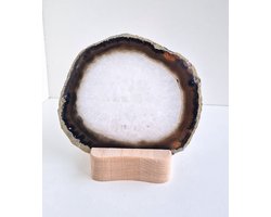 ThaleiaDesign - Agaat schijf met houten waxinelichthouder - Agaat - Edelstenen en mineralen - waxinelichtjes - kaars - woondecoratie - theelichthouder - interieur - sfeerlicht - moederdag cadeau - cadeau vrouw — cadeau in Wonen & Interieur