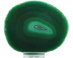 Gepolijste Groene Agaat Schijf als Decoratie en Chakra Steen met Standaard — cadeau in Wonen & Interieur