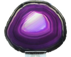 Agaat Schijf - Edelsteen Decoratie - Interieur Verfraaien - Handgepolijst Braziliaans - 7 x 8 cm - Paars — cadeau in Wonen & Interieur