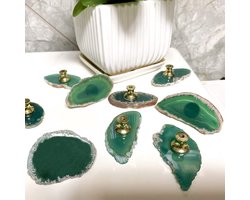 stuks natuurlijke groene agaat knoppen geode steen schijf knoppen kast handgrepen agaat lade handgrepen edelsteen dressoir knoppen voor lade kledingkast meubilair doe-het-zelf met schroeven (groen) — cadeau in Cadeau-ideeën