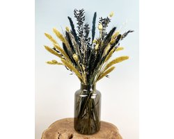 Droogbloemen boeket "Golden Ely" inclusief vaas | 70cm | Chique en Sfeervol | Een perfecte en stijlvolle toevoeging op jouw interieur — cadeau in Wonen & Interieur