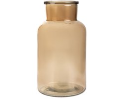 Homla - Tenno Bloemenvaas - Decoratieve Vaas - Modern Design - Groot Glazen Vaas voor Droogbloemen & Boeket- Scandinavisch Interieur - Stijlvolle Woonaccessoire - Ø14.5 x 25.5 cm - Beige — cadeau in Wonen & Interieur