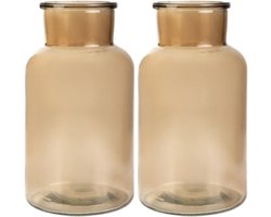 Homla - Tenno Bloemenvaas - Set van 2 - Decoratieve Vaas - Modern Design - Groot Glazen Vaas voor Droogbloemen & Boeket- Scandinavisch Interieur - Stijlvolle Woonaccessoire - Ø14.5 x 25.5 cm - Beige — cadeau in Wonen & Interieur