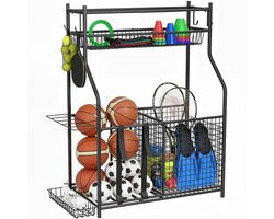 SPORTNOW - Organizer voor sportartikelen - Metaal - 92x42x109cm - Zwart — cadeau in Sport & Outdoor