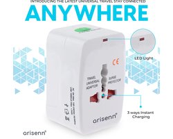 Arisenn® Wereldreiziger: Alles-in-één Reisstekker voor 150+ Landen | USB & AC | Compact & Lichtgewicht | Perfect voor Reis & Thuis | — cadeau in Gadgets