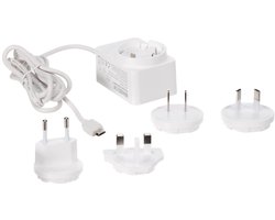 HQ-Power Compacte lader met micro-USB-aansluiting, met 4 reisstekkers, geschikt voor Australië, Europa UK en US, 5 V 2.5 A 12.5 W, zeer laag energieverbruik, compact ontwerp, ideaal voor onderweg, kabel 150 cm, wit — cadeau in Cadeau-ideeën