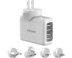 SnelShoppen - Voomy World Plug Reisadapter Engeland met 2 USB-C en 2 USB-A, Opvouwbaar, Brandvertragende Materialen, Compact en Lichtgewicht voor Vaka — cadeau in Gadgets