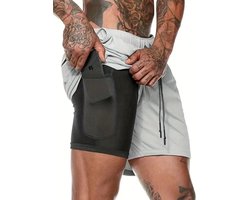BESTSELLER FITNESS SPORT TRAINING VOETBALHeren 2-in-1 outdoor sportbroek, sportieve stijl met veilige telefoonzak en reflecterende laag, sneldrogende ademende stof, geschikt voor de sportschool, hardlopen en training. Totaal 3 in een set maat M — cadeau in Sport & Outdoor