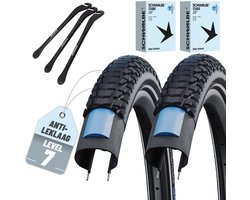 2x Schwalbe fietsbanden Marathon Plus Tour 2026 28x1,75 (47-622) buitenband + SCV Clik ventiel + 3x MSZweirad bandenlichters — cadeau in Cadeau-ideeën