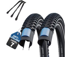 2-delige Set Schwalbe Fietsbanden Marathon Plus MTB 29 inch x 2,25 (57-622) buitenband + en 3 metalen MSZweirad bandenlichters voor eenvoudige wisseling van banden — cadeau in Cadeau-ideeën