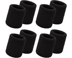 Set van 8 sportpolsbandjes - vochtafvoerende polsbandjes -hardlooppolsbandjes - zweetabsorberende sportpolsbandjes - tennispolsbandjes - verdikte katoenen gymnastiekpolsbandjes - rugbypolsbandjes - unisex - geschikt voor feestjes - zwart - 9,5*7,5 cm — cadeau in Sport & Outdoor