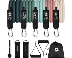 Weerstand Bands Set voor Training - 5 stuks Workout Bands met Handvatten, Deur Anker, Draagtas - Vrouwen & Mannen — cadeau in Sport & Outdoor