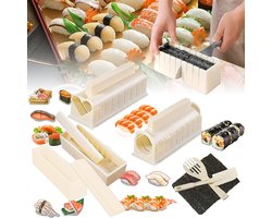 Sushi set - Sushi maker - TENZHVXI® - Sushi maken - Set van 10 - Vormen, voor het bereiden en serveren - Uitbreidbaar - Glanzend oppervlak - ABS-materiaal - Gemakkelijk schoon te maken - Eenvoudig en duurzaam - Ideaal om thuis sushi te maken — cadeau in Kookcadeaus