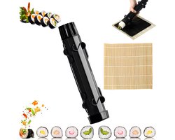 Sushi Maker Kit - Sushi Set - Sushi Maker - Sushi Roller - Sushi Bazooka - Inclusief Sushi Matje Bamboe - Vormen - Doe Het Zelf - Sushi Maken - Sushi Vorm - Sushi Mal - Cadeau - Zwart — cadeau in Kookcadeaus