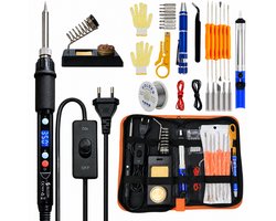 Siltcon® 3 in 1 Soldeerbout Set 60-80W - Verstelbaar 180-520°C – 55-Delig – Houtbrander Set met Digitaal Display – Pyrografie – Inc. Soldeertin - Desoldeerpomp, Soldeerdraad, Koperen Tips & Handschoenen - Proffesioneel voor Solderen en Houtbranden — cadeau in Hobby