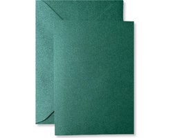 Cards & Crafts 20 x Kaarten & Enveloppen Metallic Groen - A6 / C6 - 10,5x15cm / 11,4x16,2cm - Rechthoekig — cadeau in Hobby