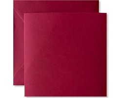 Cards & Crafts 20 x Vierkante Kaarten & Enveloppen Bordeaux Rood - 13,5x13,5cm / 14x14cm - Vierkant — cadeau in Hobby