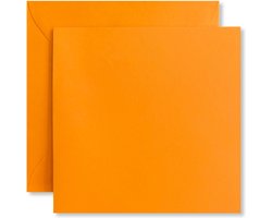 Cards & Crafts 20 x Vierkante Kaarten & Enveloppen Oranje - 13,5x13,5cm / 14x14cm - Vierkant — cadeau in Hobby
