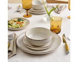 BAVARY 24-delig Beige Keramisch Servies - Rustiek & Modern Tafelservies Set - 6 persoons - Serviessets - Aardewerk Servies — cadeau in Cadeau-ideeën