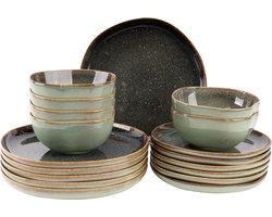 James Cooke - Serviesset - Moss - 6 persoons - Groen - Organische vorm - Stoneware - Bordenset - 18-delig — cadeau in Cadeau-ideeën