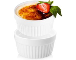 Ramekins Keramiek Wit 9,5 cm, 170 ml 2 stuks - Schaaltje - Set - Ovenschaal - Snackkommen - Dipschalen - Kleine Komen voor Dipsauzen en Snacks — cadeau in Kookcadeaus
