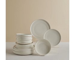 Karaca Stream Bone Felix XL 18-delige Serviesset voor 6 Personen – Wit – Bone Porselein — cadeau in Koken & Dineren