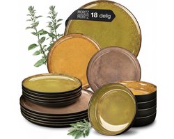 Moritz & Moritz VIDA Serviesset 6 Persoons - 18-delig Servies Set met Dinerbord, Soepbord en Dessertbord - Porselein - Vintage — cadeau in Koken & Dineren