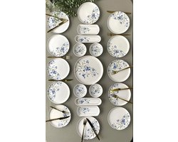 Hermia Concept Seed Blue - Ontbijtset - 21-delig - Blauw/Wit — cadeau in Koken & Dineren