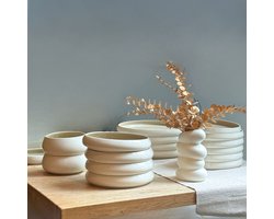 Bavary Chubby Serviesset 27-Delig - Porselein - Wit-Taupe - 6-Persoons - Vaatwasser & Magnetronbestendig - Tweekleurig - Gekleurd Serviesset — cadeau in Koken & Dineren