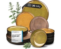 Moritz & Moritz VIDA Serviesset 12 Persoons - 36-delig Servies Set met Dinerbord, Soepbord en Dessertbord - Porselein - Vintage — cadeau in Koken & Dineren