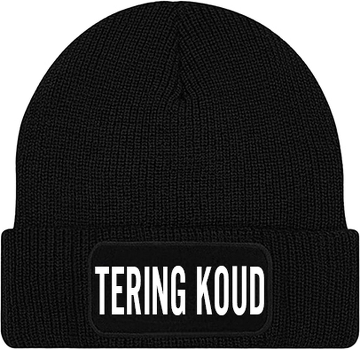 TERING KOUD muts - Zwart (witte letters) - Beanie - One Size - Uniseks - Grappige teksten | Designs - Wintersport - Aprés ski muts - Ik ben vandaag zo vrolijk - Cadeau