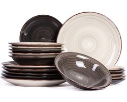 Cookinglife Serviesset Delice Grijs 18-delig – 6 Personen – Bevat 6 Dinerborden, 6 Diepe Borden en 6 Ontbijtborden – Aardewerk met Subtiele Grijze Glazuurlaag – Vaatwasser- en Magnetronbestendig – Tijdloos, Neutraal en Perfect voor Elke Tafelsetting — cadeau in Koken & Dineren