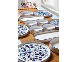 Hermia Concept - Ontbijtset - 14-delig - Blauw en Wit — cadeau in Koken & Dineren