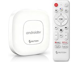 Siltcon® Android TV Box 4K & 8K HDR – Streaming Box - 2.4 & 5 GHz WiFi & Bluetooth – 16GB – Geschikt voor Google TV Streamer & Assistant– Upgrade elke TV naar SmartTV - Geschikt voor 3000+ apps! - Wit — cadeau in Elektronica