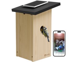 Birdfy Nest Ebony – Slim Vogelhuisje met Camera – Live Vogels Spotten via je Smartphone - 1080p HD & Kleur‑Nachtzicht – AI Vogelherkenning – FSC‑Hout – Draadloos & Weerbestendig – Cadeau voor Natuurliefhebbers — cadeau in Cadeau-ideeën
