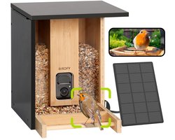Birdfy  Feeder  Bamboo – Vogelhuisje met Camera – Live Vogels Spotten via je Smartphone - Slim Voederhuisje met AI‑Herkenning & 1080p HD – Kleur‑Nachtzicht – Zonnepaneel & Draadloos – Duurzaam Bamboe Design - Cadeau voor Natuurliefhebbers — cadeau in Cadeau-ideeën