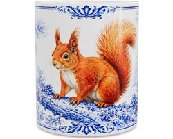 Mok Rode Eekhoorn (Sciurus vulgaris) - Delfts Blauw Design - Cadeau voor Natuurliefhebber — cadeau in Koken & Dineren
